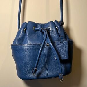 Tignanello Blue Shoulder Bag with Silver Hardware